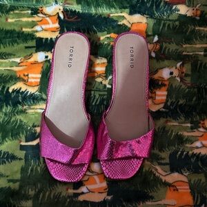 Torrid Fuchsia Snakeskin Slide Sandals